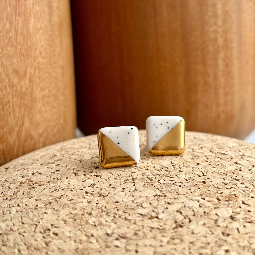 Julia Fraia -Hand Made ceramic earrings small square