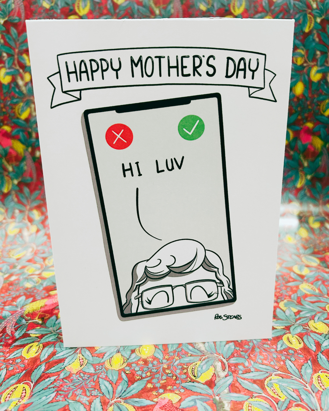 Hi Luv - Happy Mothers Day Card by Illustrator Rob Stears