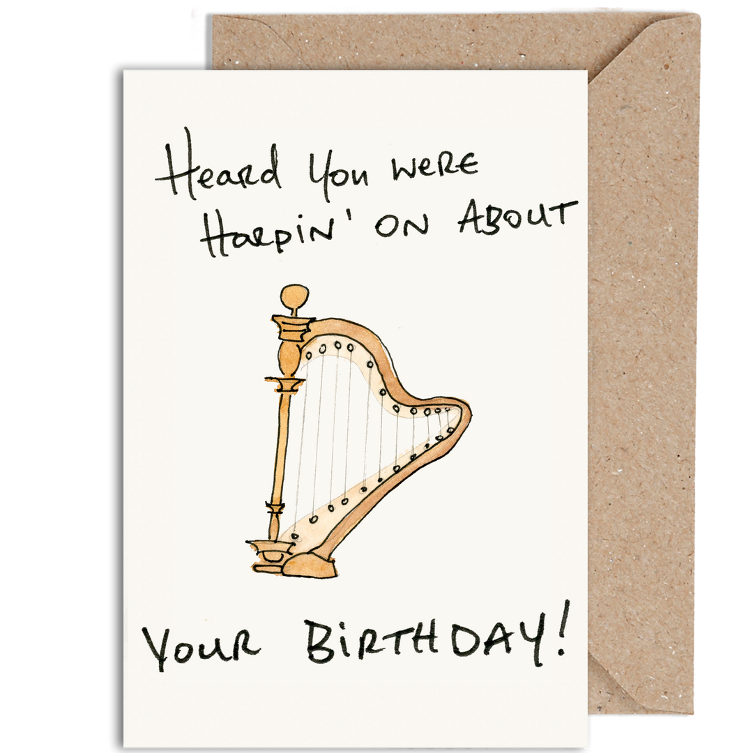 Harpin On Birthday Card by Weird Watercolours
