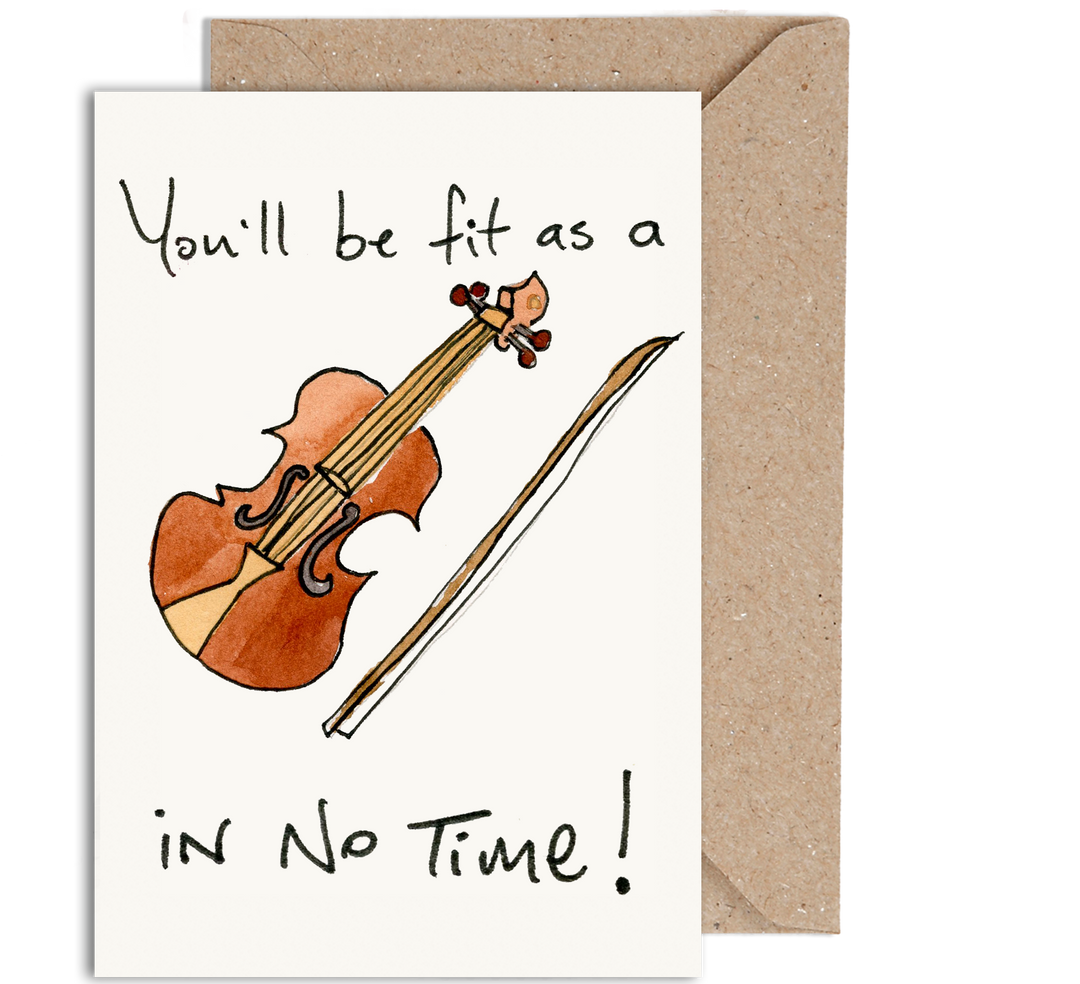 Fit As A Fiddle Greeting Card by Weird Watercolours
