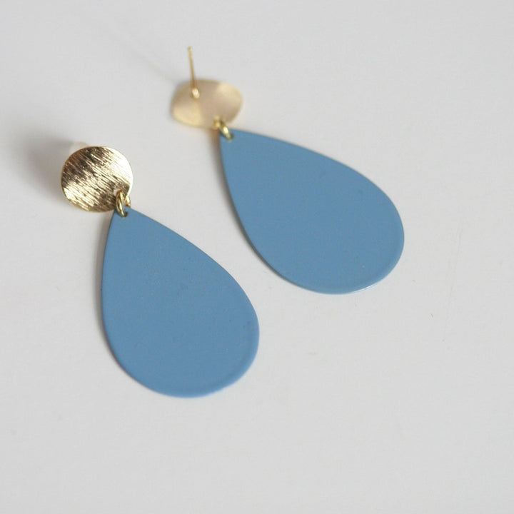 Sky Blue & Gold Statement Earrings by Kaiko