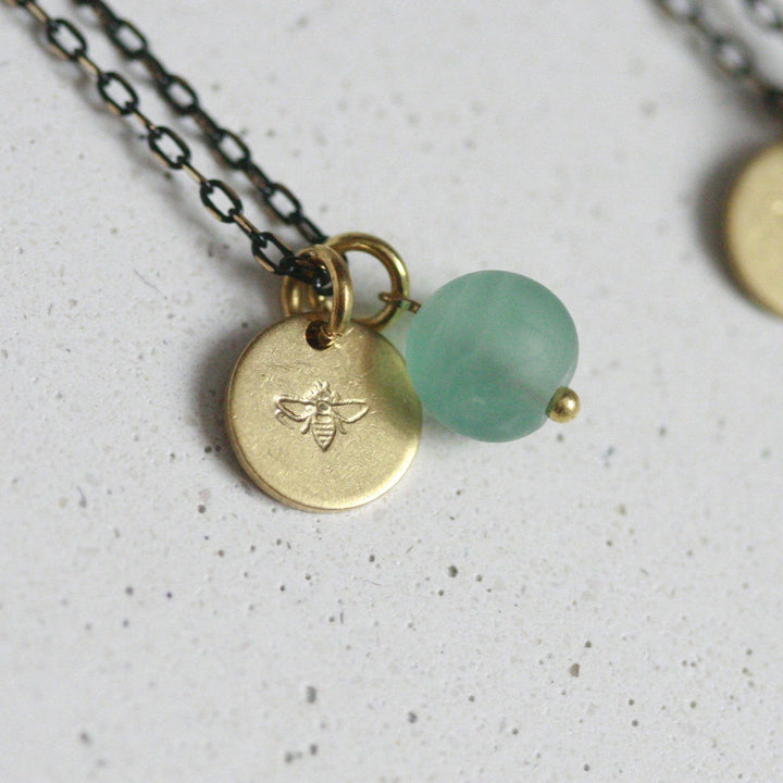 Delicate Bee Necklace Green by Kaiko