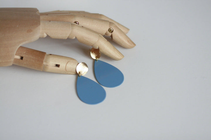 Sky Blue & Gold Statement Earrings by Kaiko