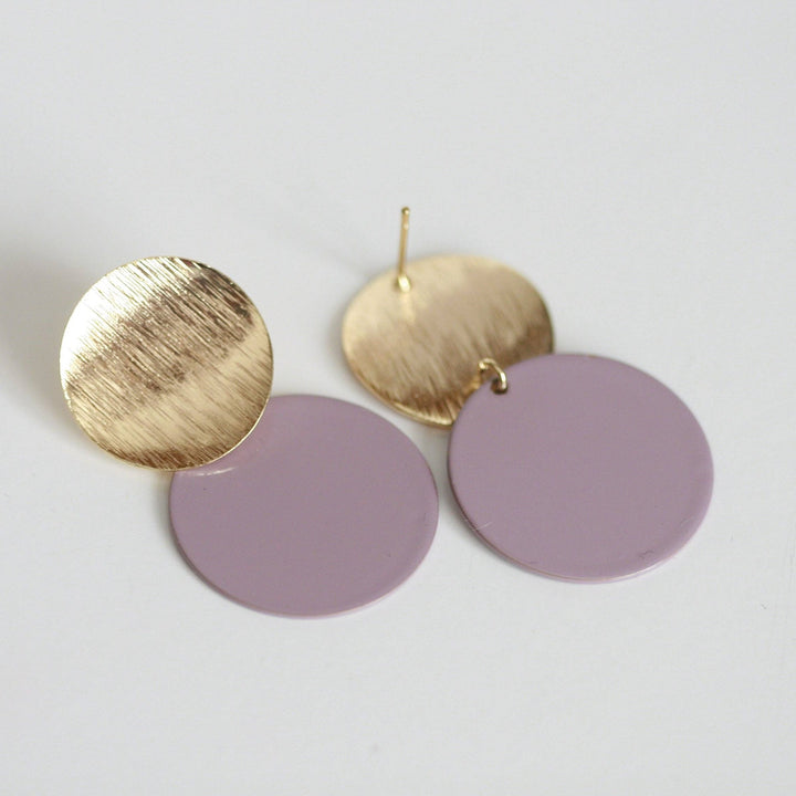 Lavender Purple & Gold Statement Earrings | Studs