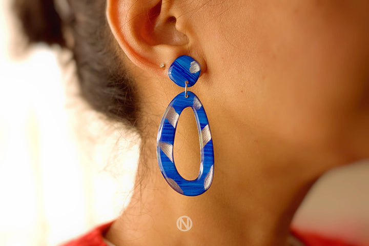 Deep Blue and Silver Statement Earrings by Naoi