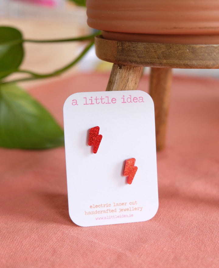 Mini Lightning Bolt Stud Earrings from designer A little Idea