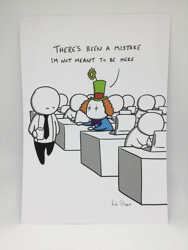 There's been an mistake Print by illustrator Rob Stears