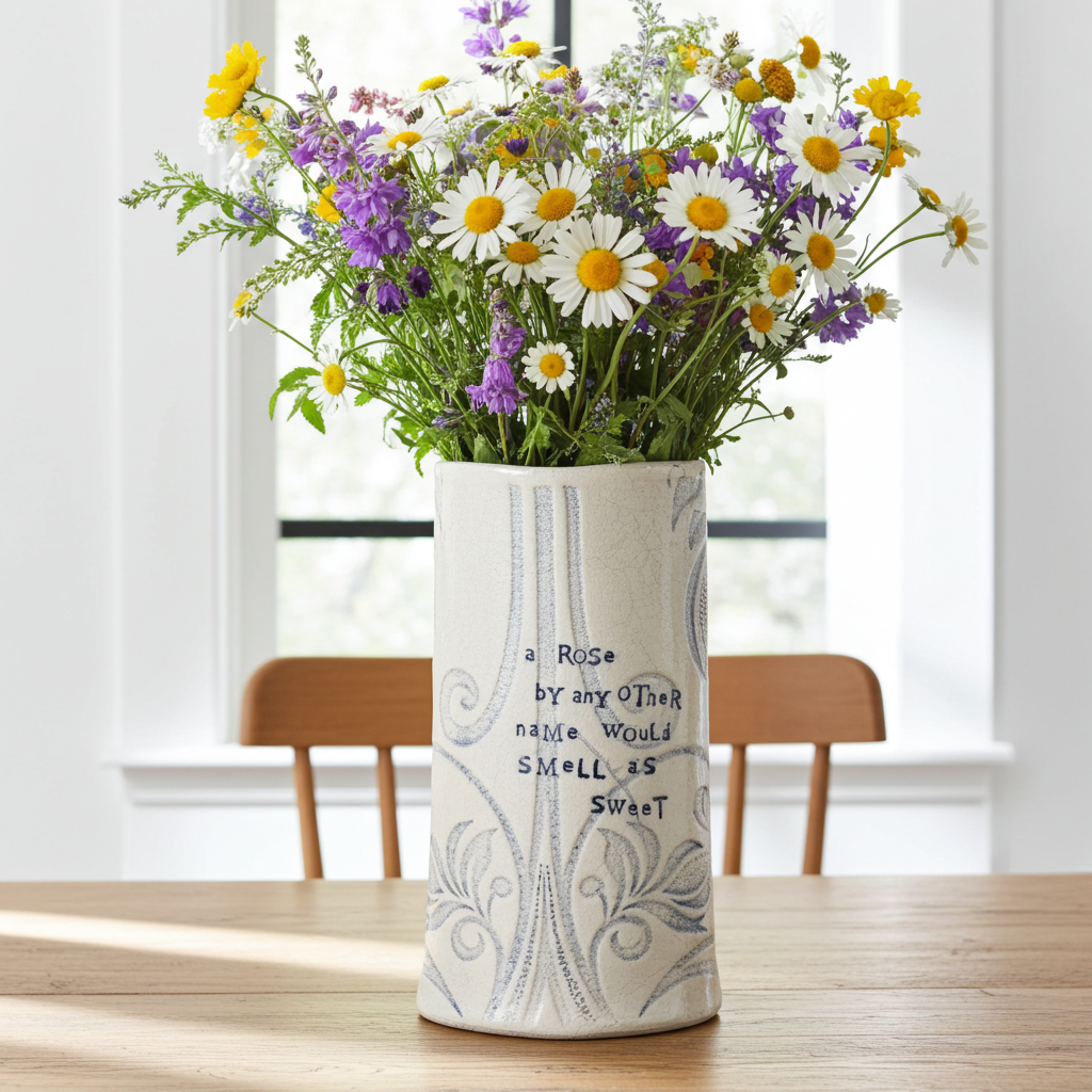 "a rose by any other name would smell as sweet"Ceramic Vase by Sarah Mc Kenna