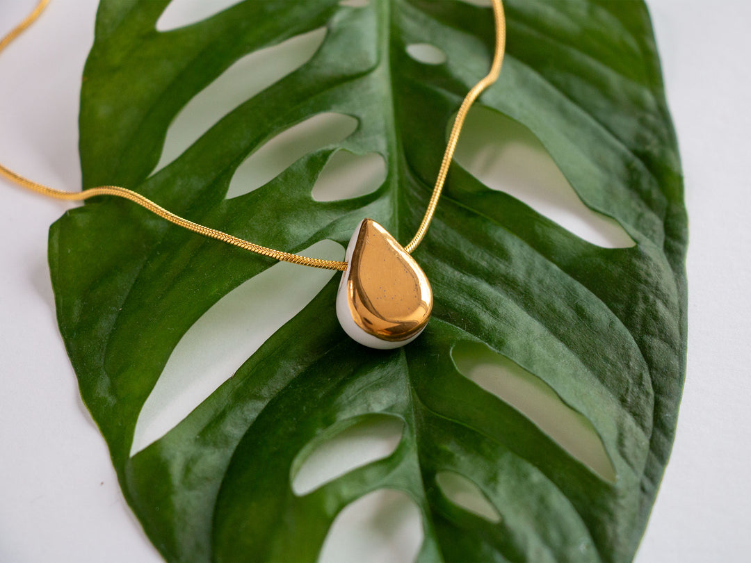 Handmade Small Teardrop Gold Necklace by Julia Fraia