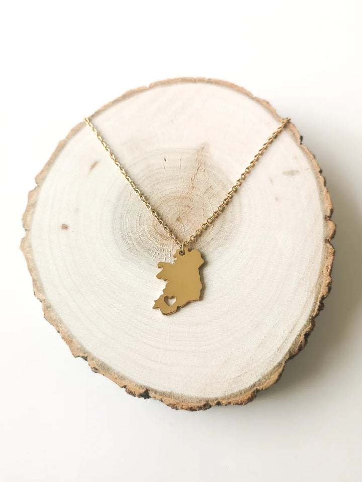 Gold Ireland Map Necklace