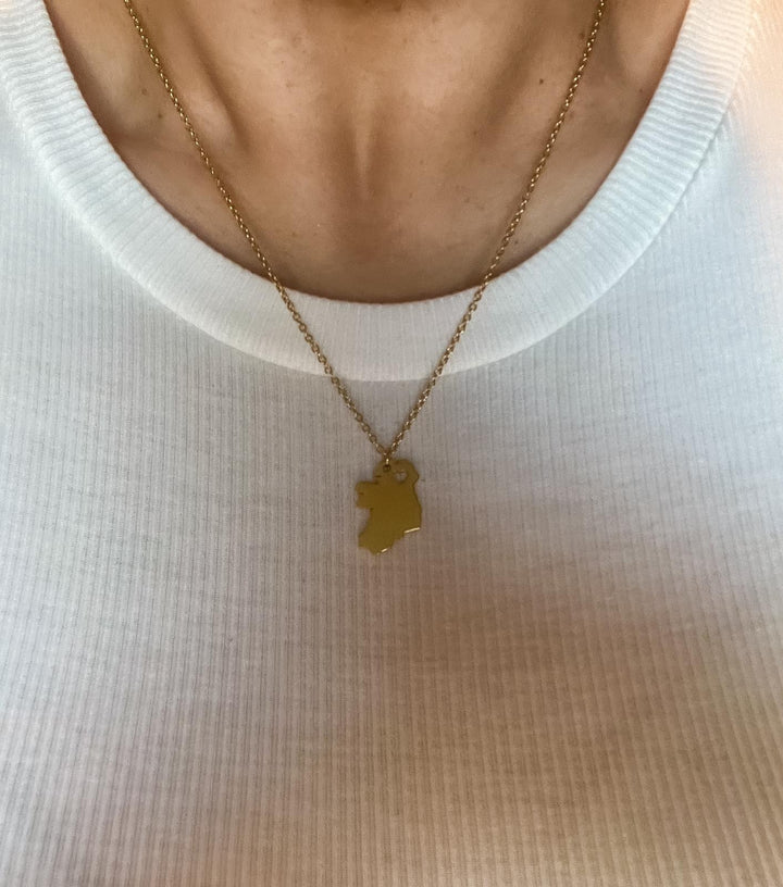 Gold Ireland Map Necklace