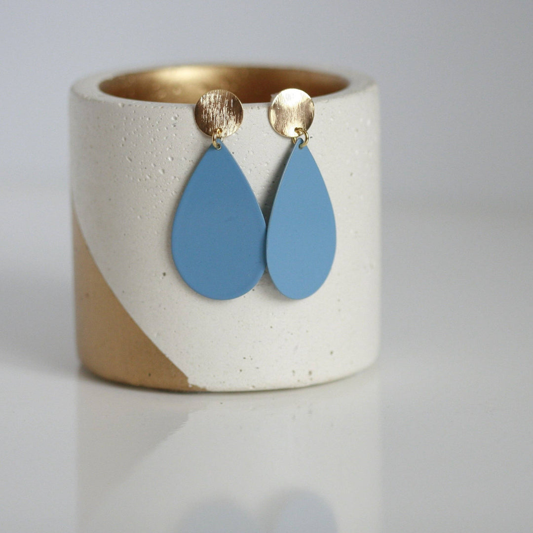 Sky Blue & Gold Statement Earrings by Kaiko