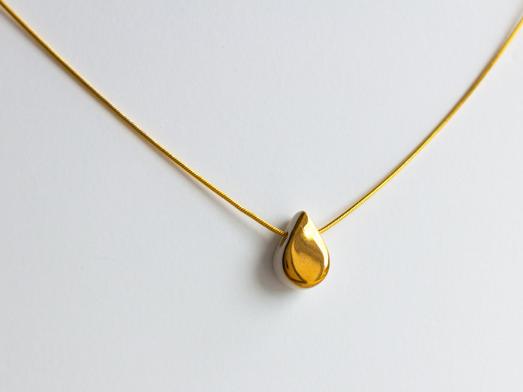 Handmade Small Teardrop Gold Necklace by Julia Fraia