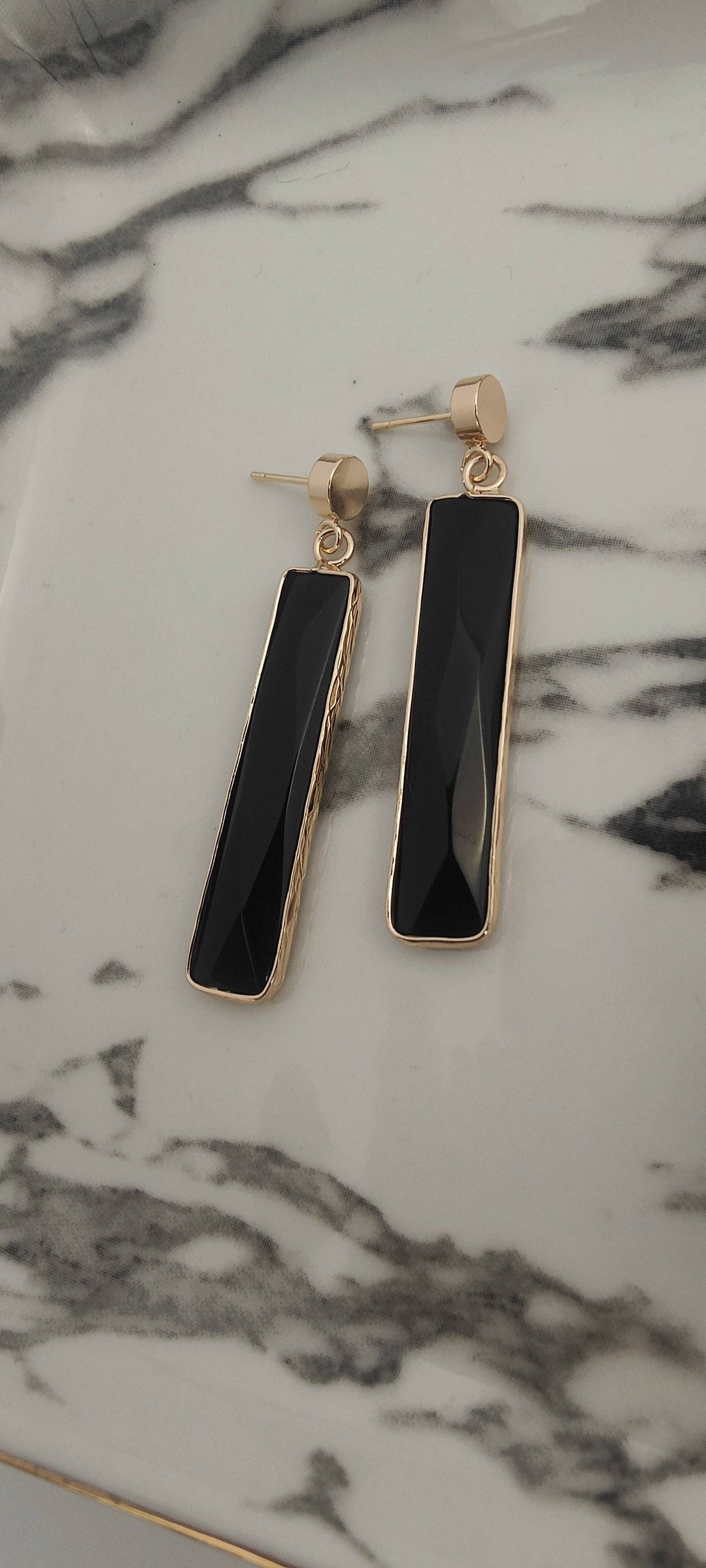 Black Bar Earrings by Kyna Maree