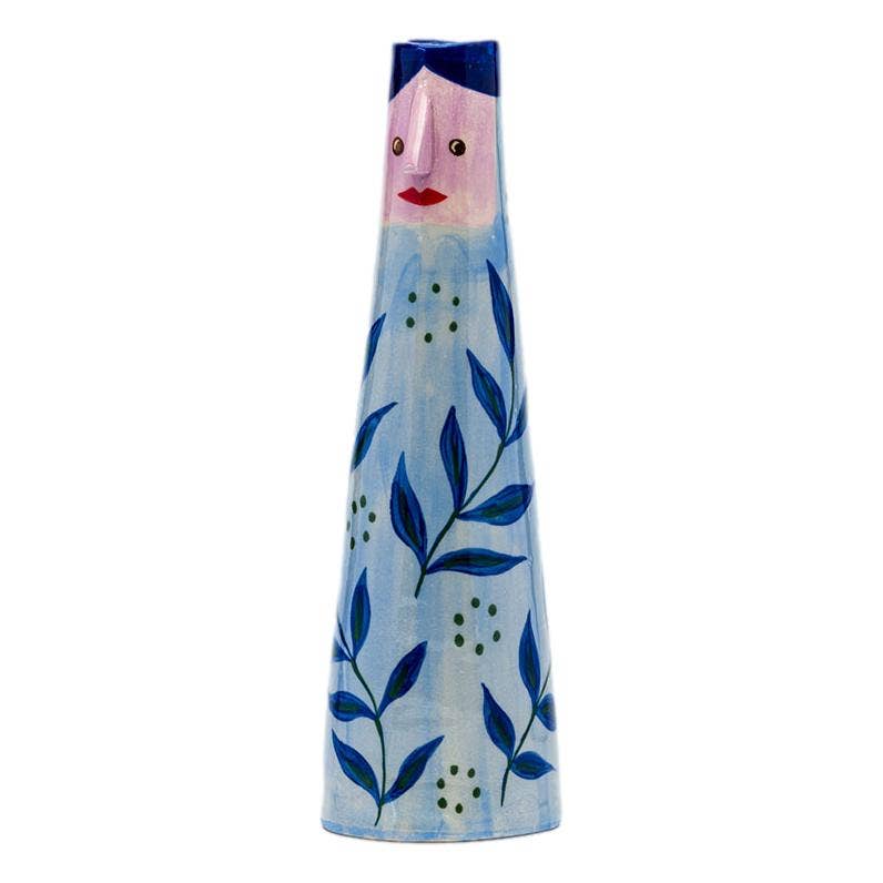 Handmade dark blue vase Face by Stable Door Pottery