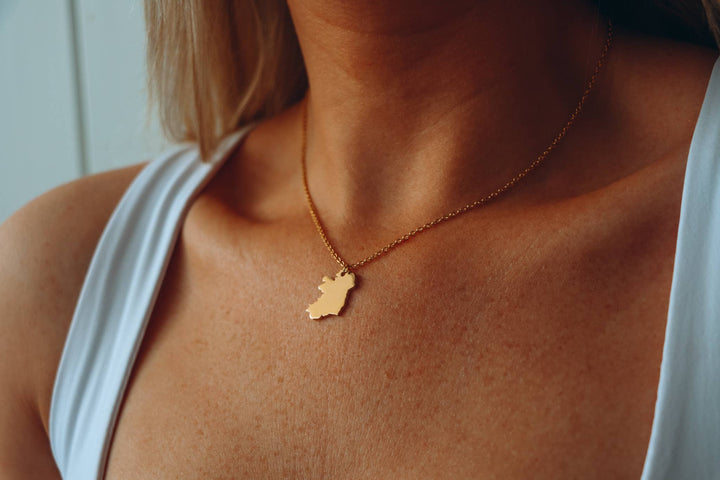 Gold Ireland Map Necklace