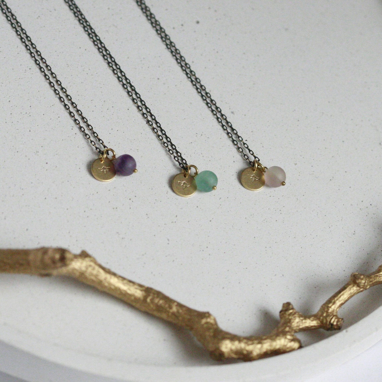 Delicate Bee Necklace Green by Kaiko