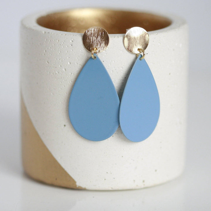 Sky Blue & Gold Statement Earrings by Kaiko