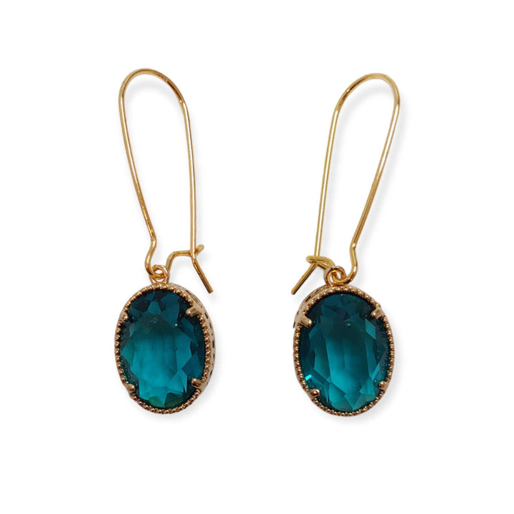 Queen Crystal Earrings - Deep Turquoise by Kyna Maree